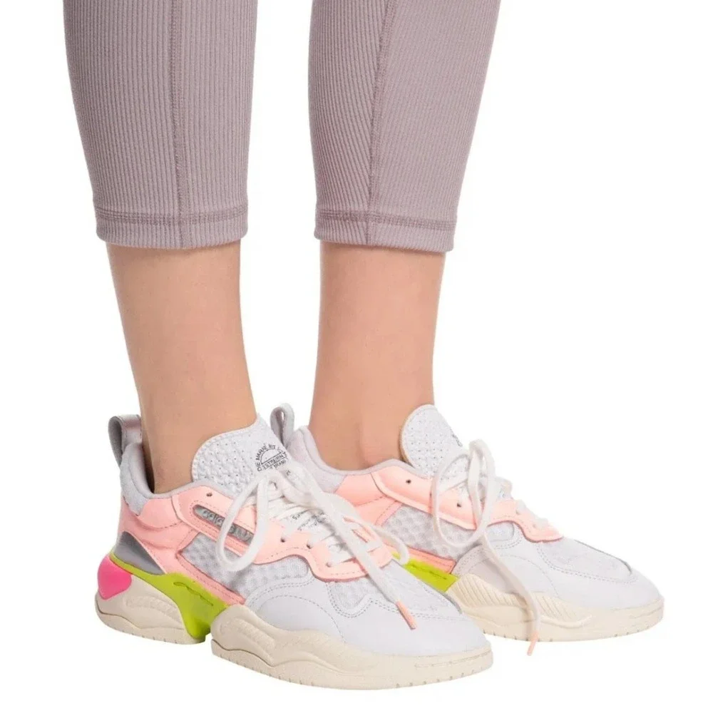 adidas Originals Women's Chunky Sneakers in White, Pink, Lime & Silver